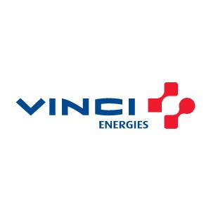Logo de VINCI Energies e suas marcas de atuação: Actemium, Axians e Omexom